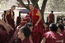 Debating monks at Sera monastery, Tibet