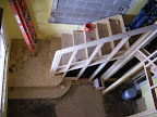 Looking straight down through the laundry room wall