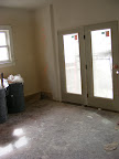Family room with carpet removed and texture