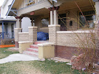 Front of porch showing paint and tuck pointing