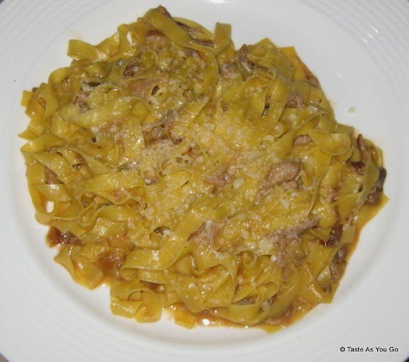 Fresh Homemade Fettuccine with Rabbit - Photo by Taste As You Go