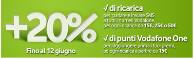 Promozione sulle ricariche Vodafone