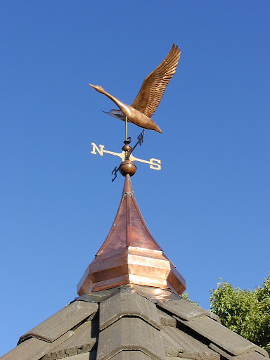 custom copper finial with goose weathervane. Location:  Fresno, CA. Custom built by The Metal Shoppe, The Copper Specialists!