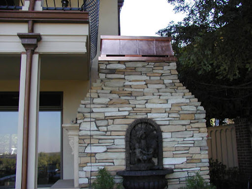 custom copper chimney top, french curve. Location:  Fresno, CA. Custom built by The Metal Shoppe, The Copper Specialists!