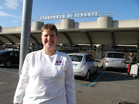 Italy 2007 &ndash; Elaine outside the Amerigo Vespucci airport