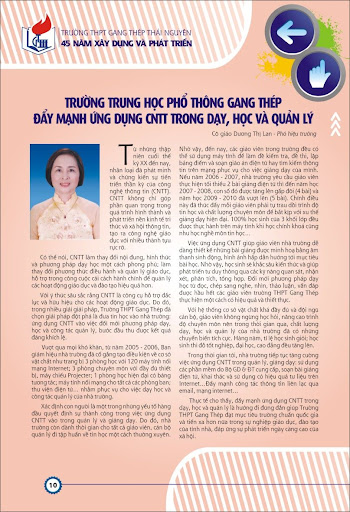 Trường THPT Gang Thép ứng dụng CNTT trong dạy học và quản Lý Trường THPT Gang Thép ứng dụng CNTT trong dạy học và quản Lý