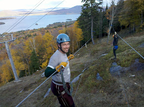 crossing rope bridge