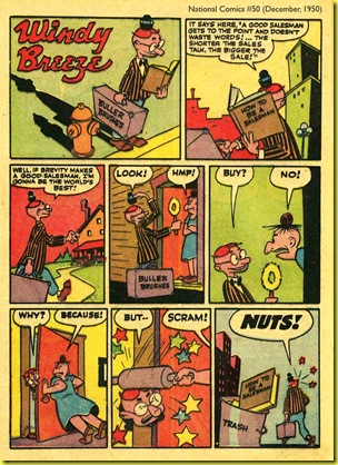 comic book page about a door to door salesman