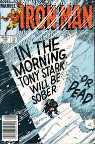 The cover of Iron Man 182, when Tony Stark hits bottom as an alcoholic The cover of Iron Man 182, when Tony Stark hits bottom as an alcoholic