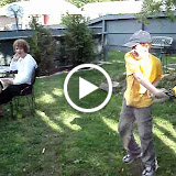 Kai blasting his cousin Matthew with the amazing Nerf Vulcan gun
