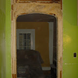 The framing I added on the kitchen side of the opening. It looks messy as I already covered the framing with old pieces of lathe, so the drywall will match the height of the old plaster on either side