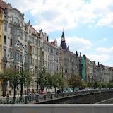 View along the Vltava river, from the Legii bridge