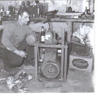 My grandfather Steven Toppa - as always with a cigarette, a Narragansett beer, and a machine My grandfather Steven Toppa - as always with a cigarette, a Narragansett beer, and a machine