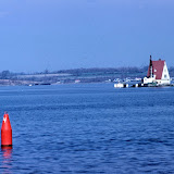 The Gull Rocks lighthouse, sometime before the dwelling was destroyed in 1961 - photograph copyright Jim Nash