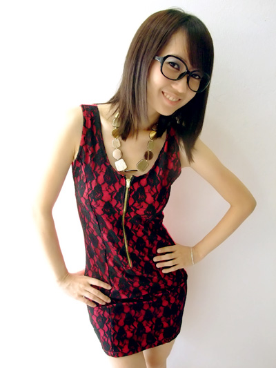 Lace Bodycon Red