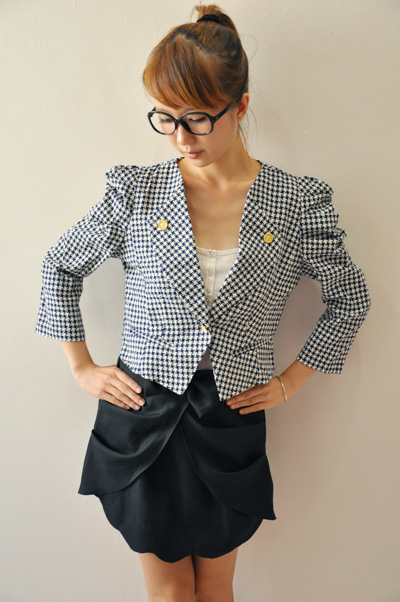 Navy Blue Checker Estee Jacket