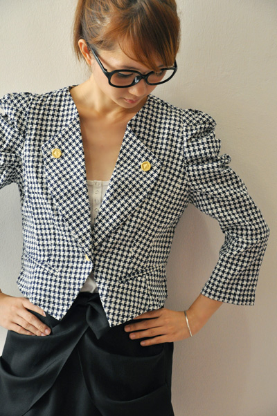 Navy Blue Checker Estee Jacket