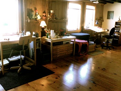 Erin’s workstation in her new studio (a recently renovated 100-year-old barn!) shared with her husband, Philip.