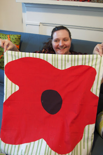 Jennifer created a floor pillow out of this poppy fabric. Jennifer created a floor pillow out of this poppy fabric.
