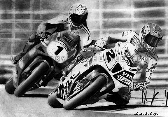 bike pencil portraits Honda SP2 & Ducati 996R