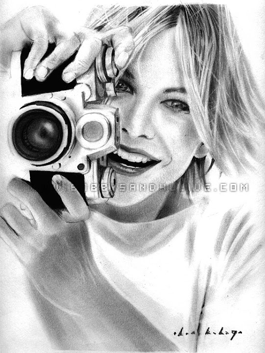 american actress Meg Ryan pencil portrait