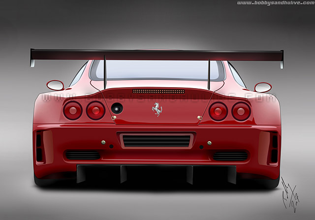 Ferrari GTC 575 vexel digital drawing portrait rear side drawing wallpapers