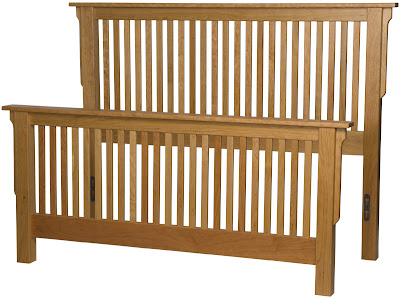 Mission Bed, Oak Hardwood, Rustic Finish