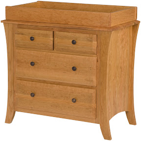 Curved mission changing table, medium oak