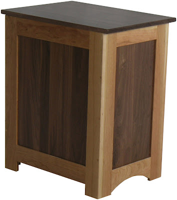 Shaker Nightstand (finished rear panel), Cherry & Walnut Hardwood, Natural Finish