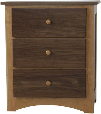 Shaker Nightstand, Cherry & Walnut Hardwood, Natural Finish