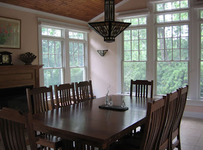 80 x 46 Mission Dining Table & Mission Chairs, Walnut Hardwood, Natural Finish
