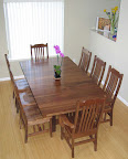 80 x 46 Mission Dining Table & Mission Chairs, Walnut Hardwood, Natural Finish