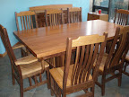 80 x 42 Mission Dining Table & Mission Chairs & Mission Benches & Mission Server, Cherry & Walnut Hardwood, Natural Finish