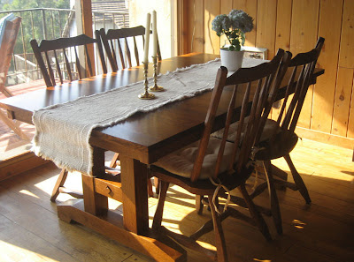 65 x 40 Trestle Dining Table, Oak Hardwood, Autumn Finish
