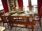 72 x 46 Trestle Dining Table & Lancaster Chairs & Trestle Benches, Oak Hardwood, Lexington Finish