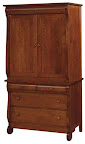 Classic Armoire, Quarter Sawn Oak Hardwood, Mahogany Finish