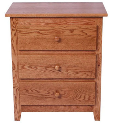 Shaker Nightstand, Oak Hardwood, Medium Finish