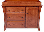 Curved Mission Changing Table, Oak Hardwood, Medium Finish
