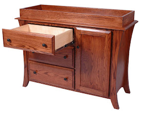 Curved Mission Changing Table, Oak Hardwood, Medium Finish