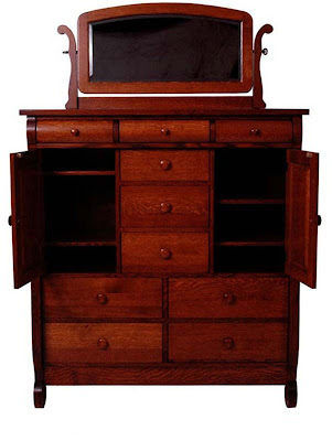 Classic Dresser, Quarter Sawn Oak Hardwood, Mahogany  Finish