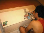 Original Trevor Romain  painted hope chest entitled �Sea of Smiles�