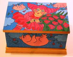 Original Holly Carr  painted hope chest entitled �What is Pink?�