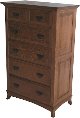 Glasgow Panel Dresser, Quarter Sawn Oak Hardwoood, Mahogany Finish