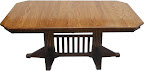 60 x 42 Woodland Dining Table, Custom Mixed Wood Fluting on Skirt Legs and Tabletop, Oak and Walnut Hardwood, Natural Finish