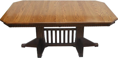 60 x 42 Woodland Dining Table, Custom Mixed Wood Fluting on Skirt Legs and Tabletop, Oak and Walnut Hardwood, Natural Finish