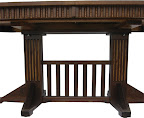 60 x 42 Woodland Dining Table, Custom Mixed Wood Fluting on Skirt Legs and Tabletop, Oak and Walnut Hardwood, Natural Finish