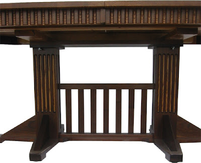 60 x 42 Woodland Dining Table, Custom Mixed Wood Fluting on Skirt Legs and Tabletop, Oak and Walnut Hardwood, Natural Finish