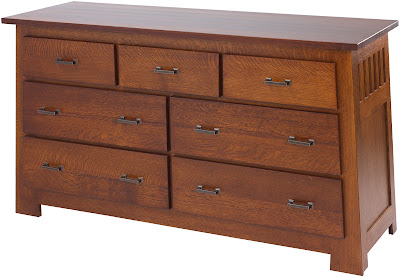Teton Dresser, Quarter Sawn Oak Hardwood, Rustic Finish