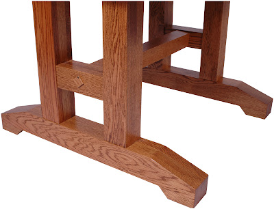 42 x 42 Trestle Dining Table, Oak Hardwood, Medium Finish