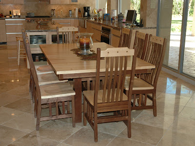 Mission Dining Table & Chairs, Walnut and Hard Maple, Natural Finish